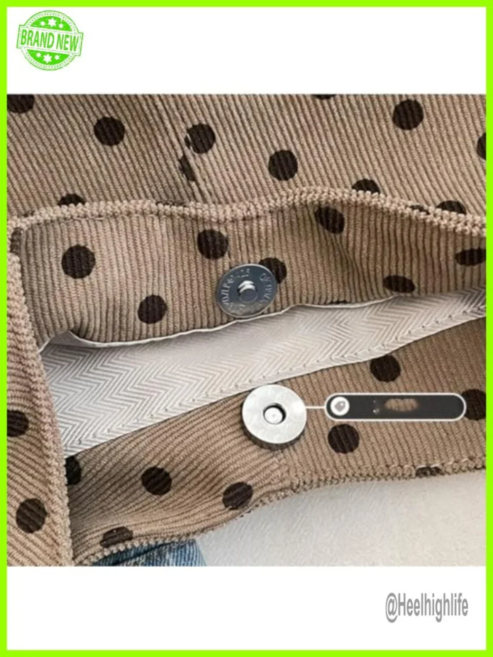 Slouchy Canvas Polka Dot Hobo Bag Women Crossbody Shoulder Tote Work Travel